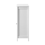Oikiture Bathroom Cabinet Two Rattan Door White - Low Angle
