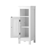 Oikiture Bathroom Cabinet Slim Rattan Door White - Rear View