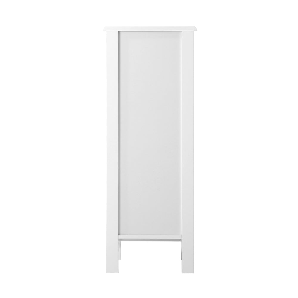 Oikiture Bathroom Cabinet Slim Rattan Door White