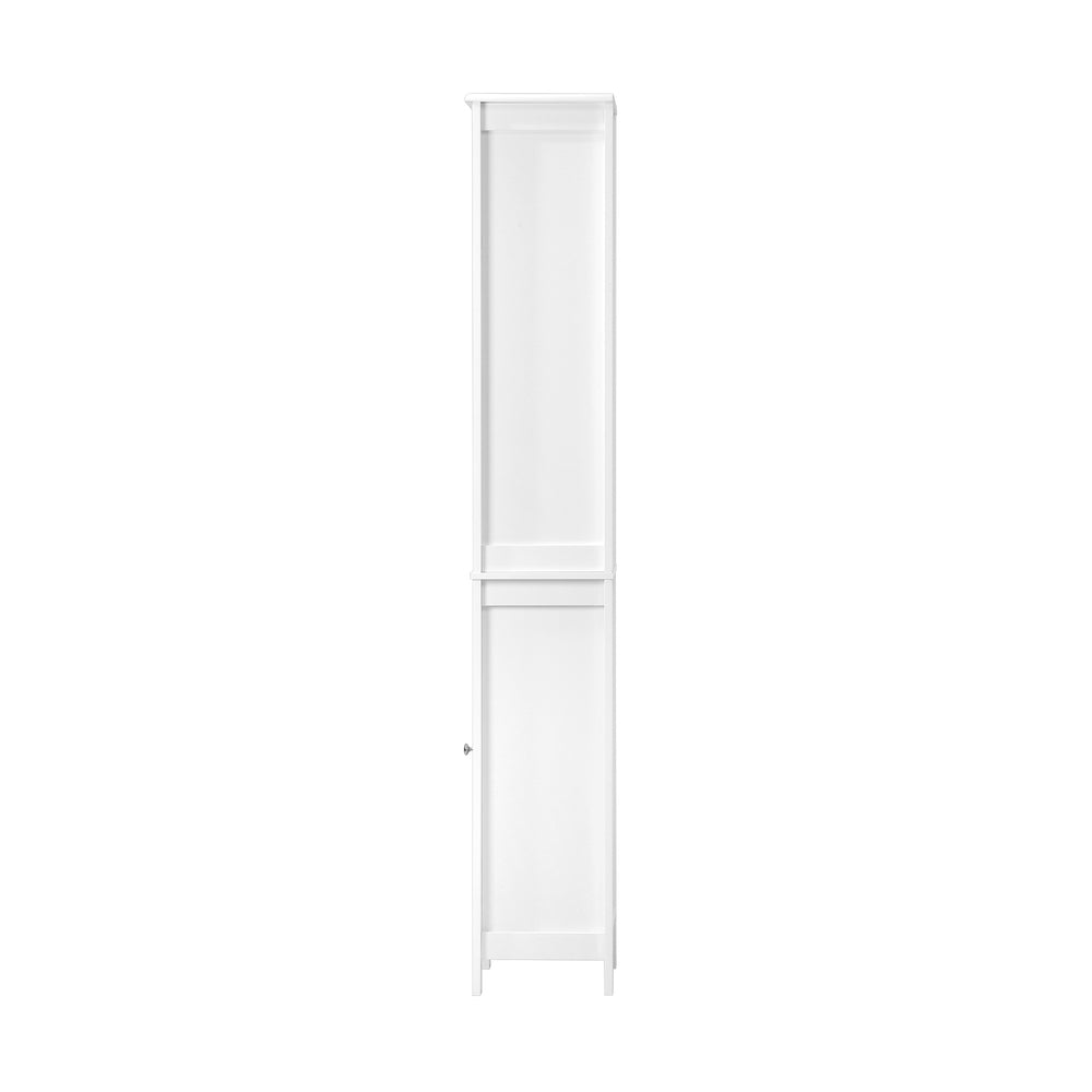 Oikiture Rattan Bathroom Cabinet Tall Slim White