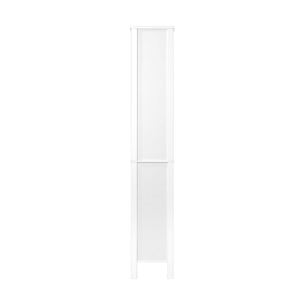 Oikiture Rattan Bathroom Cabinet Tall Slim White