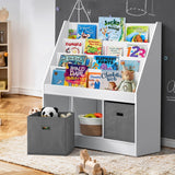 Oikiture Kids Bookshelf Toy Box Organiser Display Shelf - Front View
