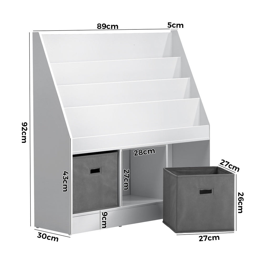 Oikiture Kids Bookshelf Toy Box Organiser Display Shelf