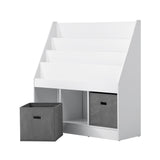 Oikiture Kids Bookshelf Toy Box Organiser Display Shelf - Low Angle