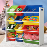 Oikiture Kids Toy Box Organiser 12 Bins - Rear View