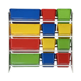 Oikiture Kids Toy Box Organiser 12 Bins - Close-Up Angle