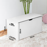 Oikiture Kids Toy Storage Box Wooden Chest Container - Side View
