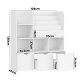 Oikiture Kids Bookcase Toy Organiser Cabinet With Chest - Rear View