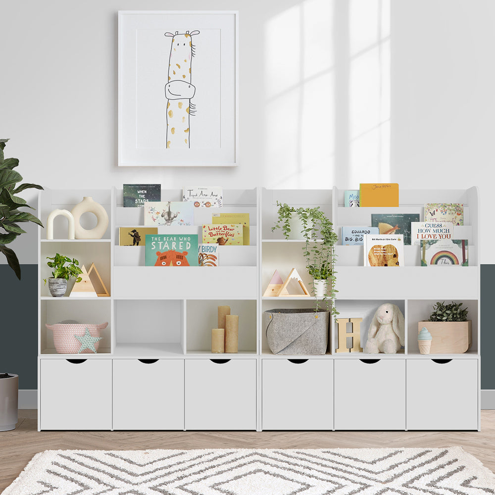 Oikiture Kids Bookcase Toy Organiser Cabinet With Chest