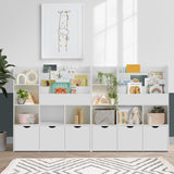Oikiture Kids Bookcase Toy Organiser Cabinet With Chest - Top-Down View