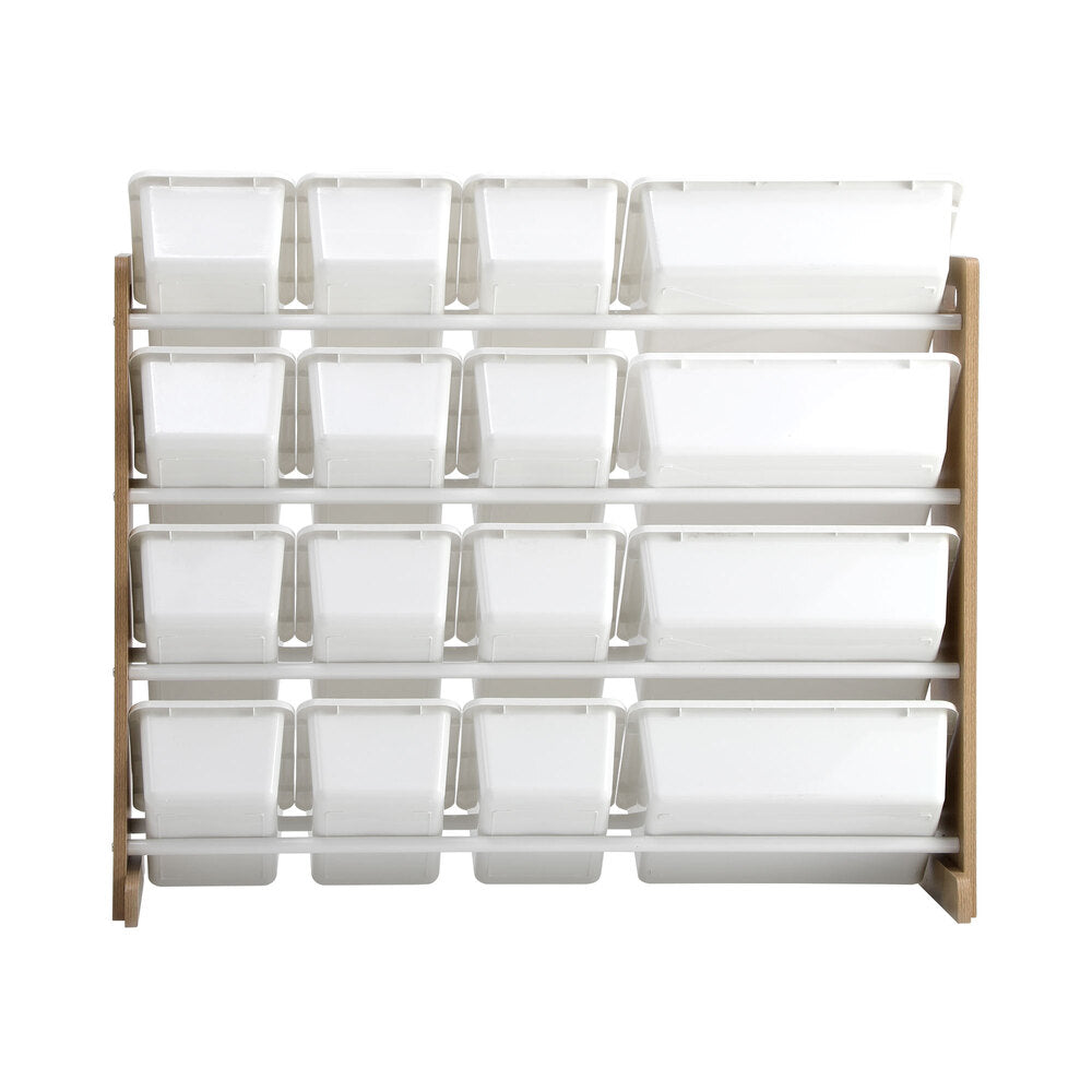 Oikiture 16 Bins 4-Tier Kids Toy Organiser Storage Rack