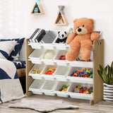 Oikiture 16 Bins 4-Tier Kids Toy Organiser Storage Rack