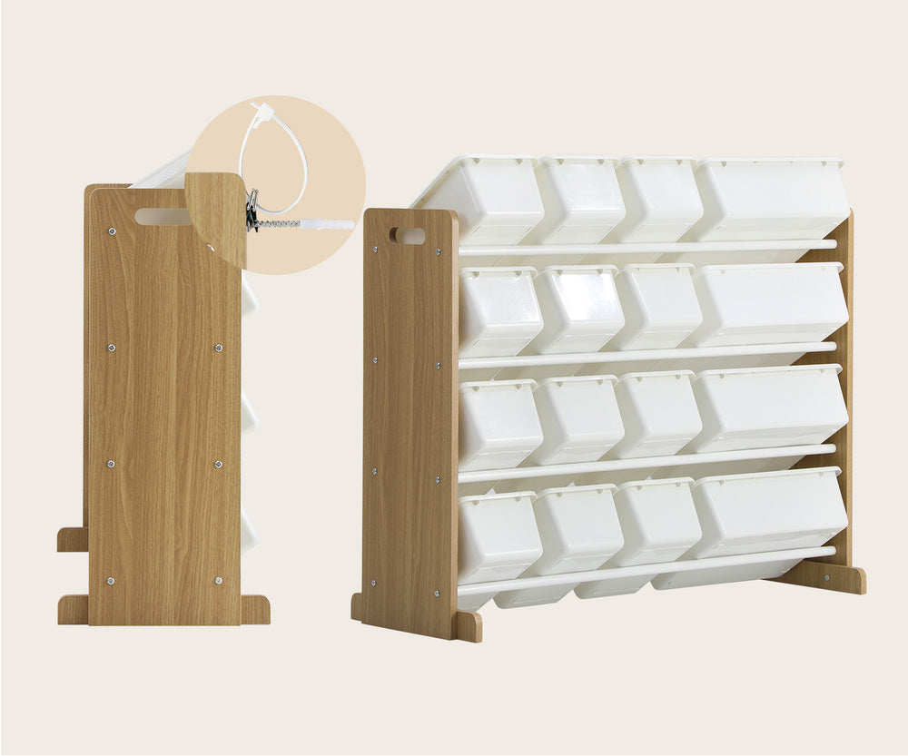 Oikiture 16 Bins 4-Tier Kids Toy Organiser Storage Rack