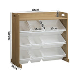 Oikiture 9 Bins Kids Toy Box Organiser Display Shelf - Close-Up Angle