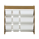 Oikiture 9 Bins Kids Toy Box Organiser Display Shelf - 45-Degree Angle