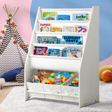 Oikiture 4-tier Kids Storage Rack with 3 Boxes White - Side View