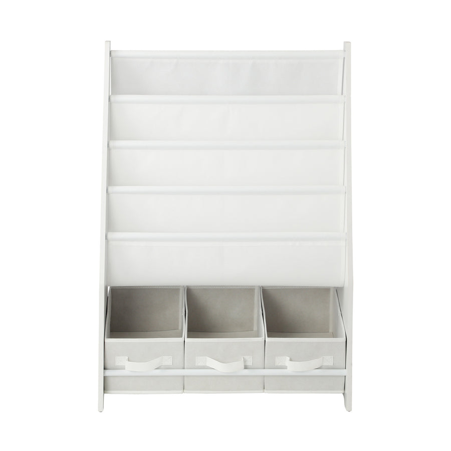 Oikiture 4-tier Kids Storage Rack with 3 Boxes White