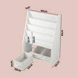 Oikiture 4-tier Kids Storage Rack with 3 Boxes White - Rear View