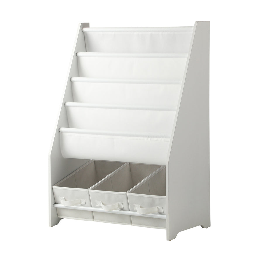 Oikiture 4-tier Kids Storage Rack with 3 Boxes White