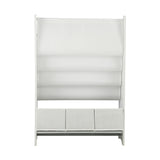 Oikiture 4-tier Kids Storage Rack with 3 Boxes White - Close-Up Angle