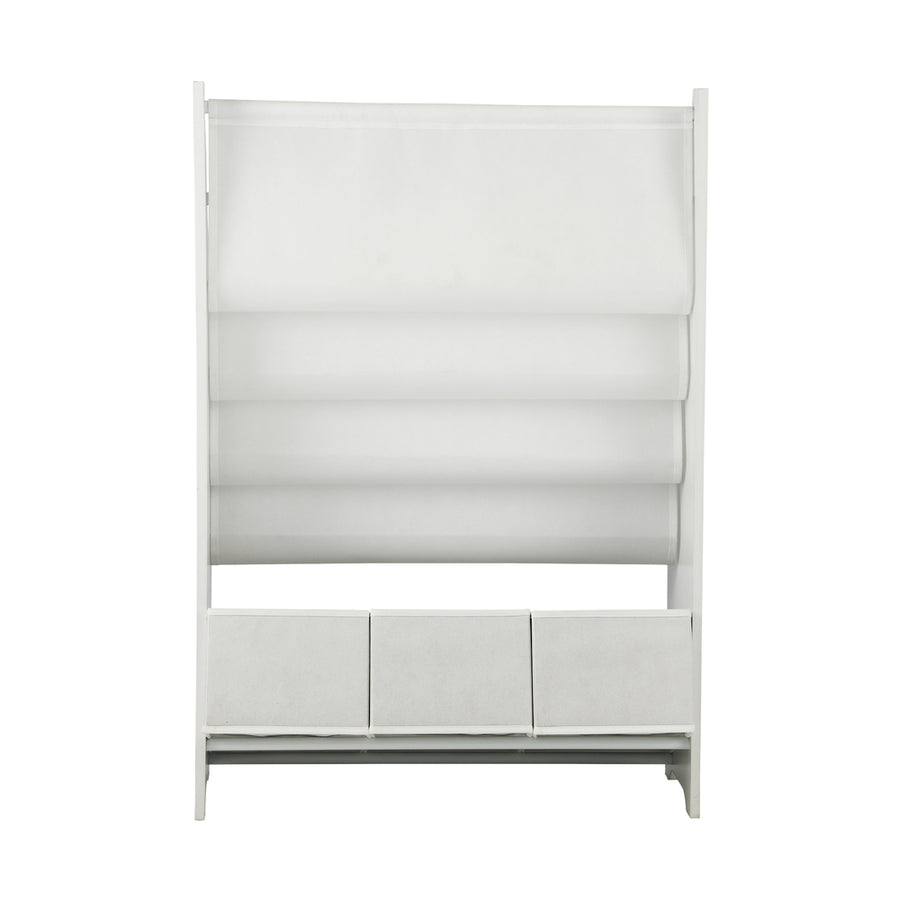 Oikiture 4-tier Kids Storage Rack with 3 Boxes White