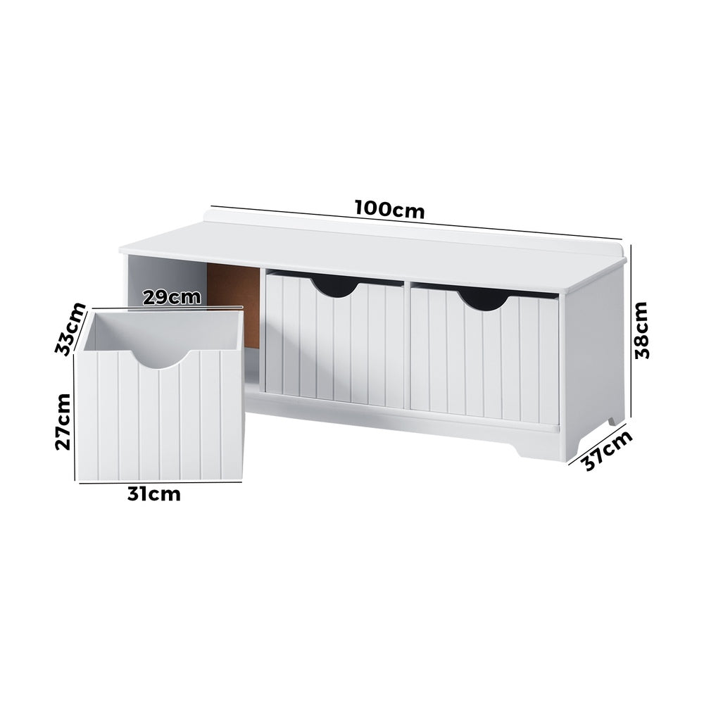 Oikiture Kids Toy Storage Box Organiser Seating Bench