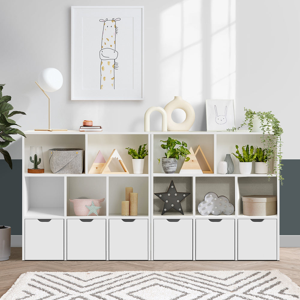 Oikiture Kids Storage Organiser Cabinet With Removable Box White