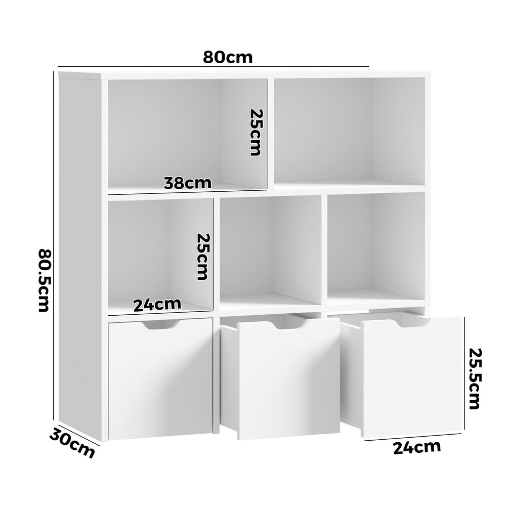 Oikiture Kids Storage Cabinet Organiser With Removable Box White