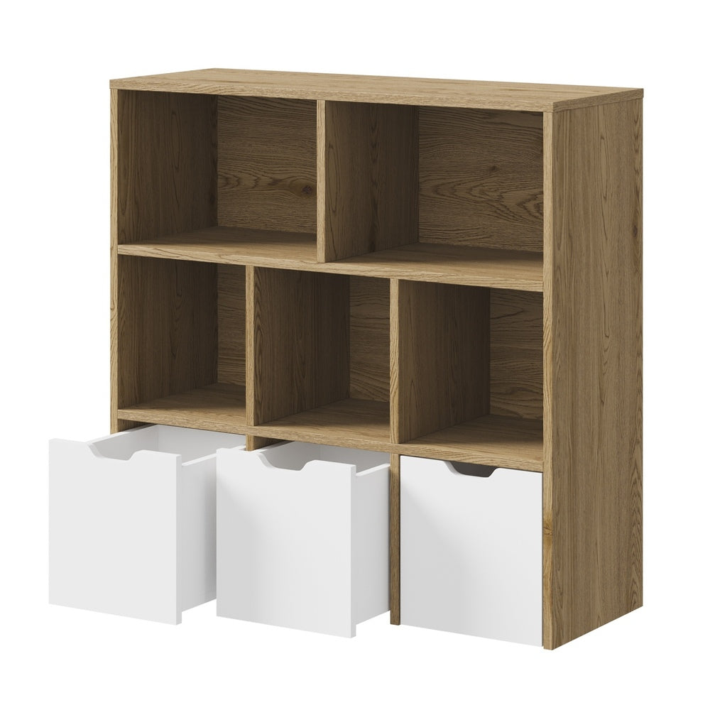 Oikiture Kids Storage Cabinet Organiser With Removable Box Natural