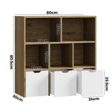Oikiture Kids Storage Cabinet Organiser With Removable Box Natural - 45-Degree Angle