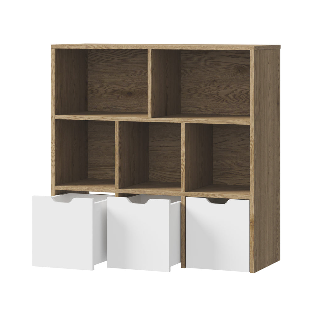 Oikiture Kids Storage Cabinet Organiser With Removable Box Natural