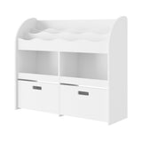 Oikiture Kids Bookshelf Toy Storage Box Organiser Display Shelf White - Side View