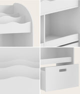 Oikiture Kids Bookshelf Toy Storage Box Organiser Display Shelf White - 45-Degree Angle