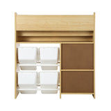 Oikiture Kids Bookshelf 4 Bins Toy Box Storage Organiser Display Shelf
