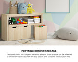 Oikiture Kids Toy Storage Cabinet With Storage Box Natural