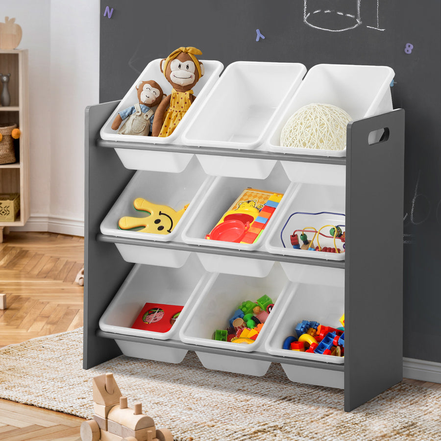 Oikiture Kids Storage 9 Bins Display Shelf Storage Rack