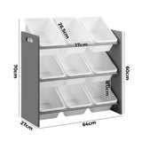Oikiture Kids Storage 9 Bins Display Shelf Storage Rack - Low Angle