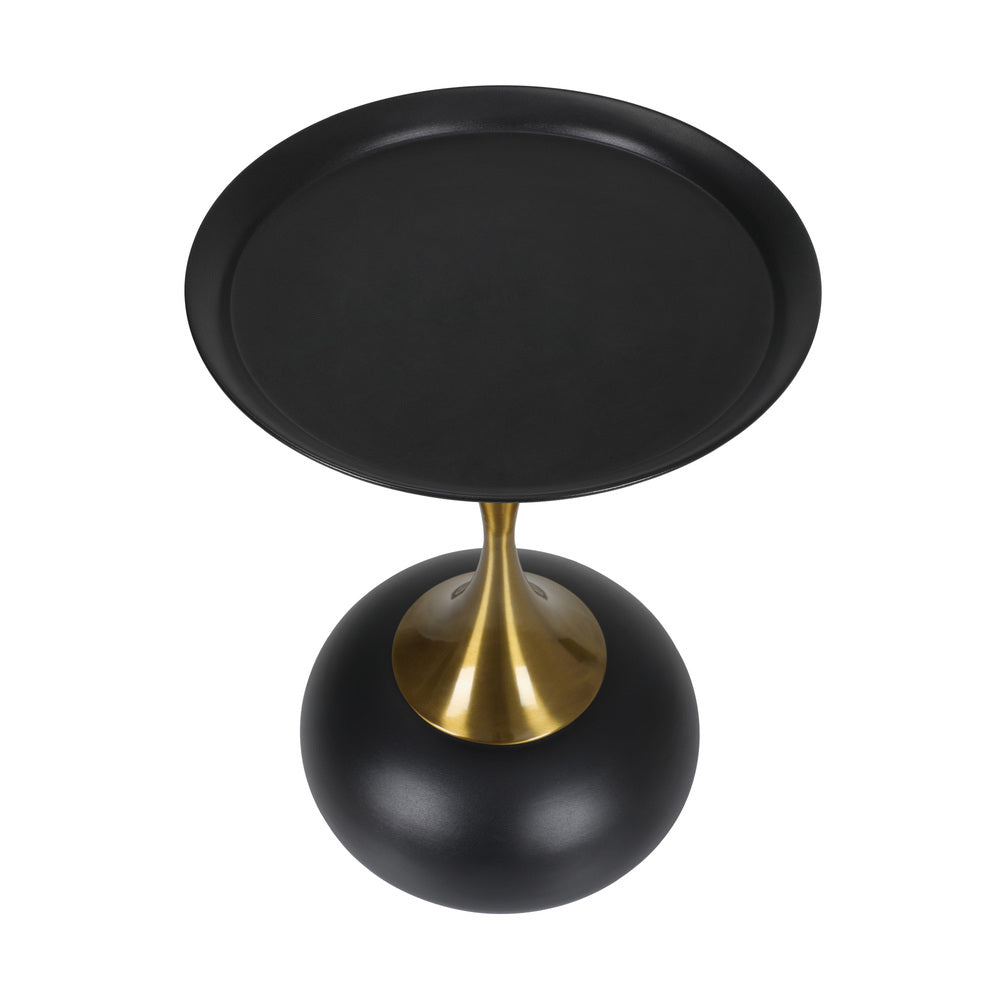 Oikiture Coffee Side Table Round Metal Black
