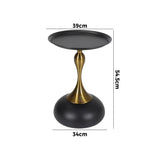 Oikiture Coffee Side Table Round Metal Black