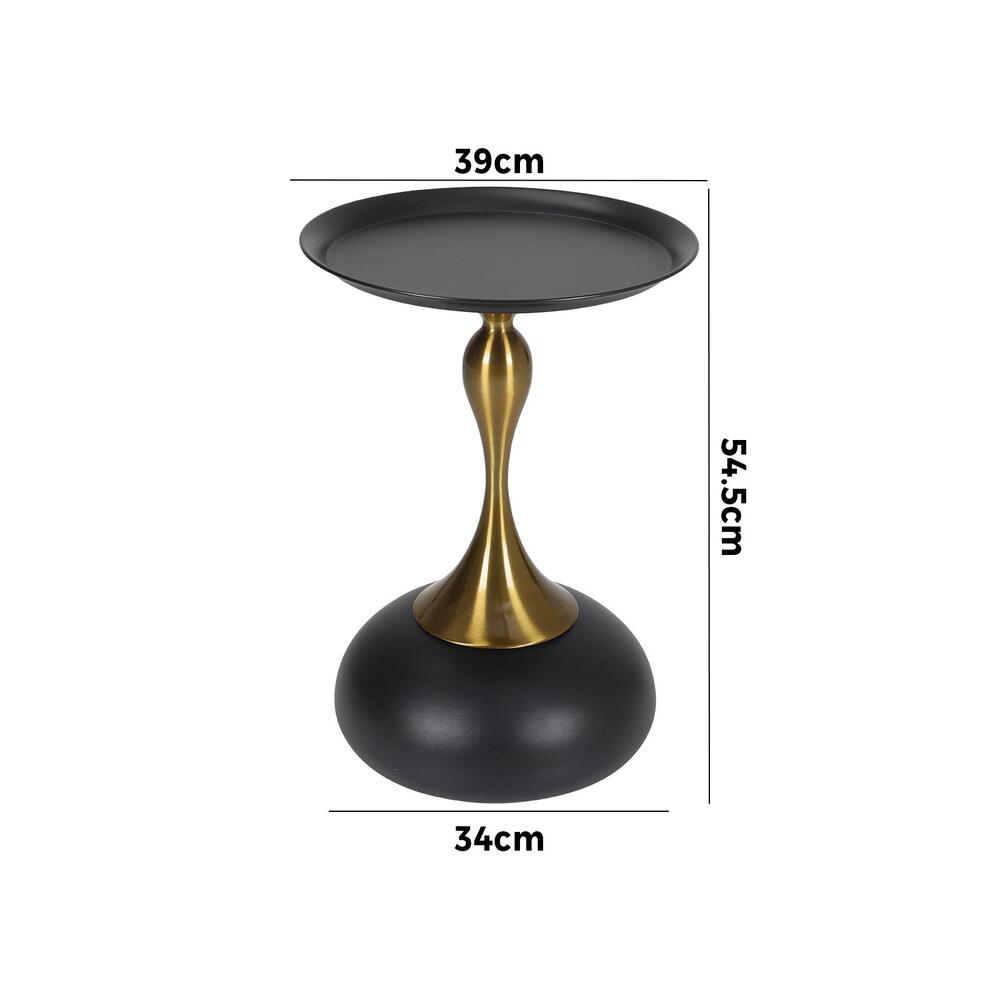 Oikiture Coffee Side Table Round Metal Black