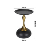 Oikiture Coffee Side Table Round Metal Black - Low Angle