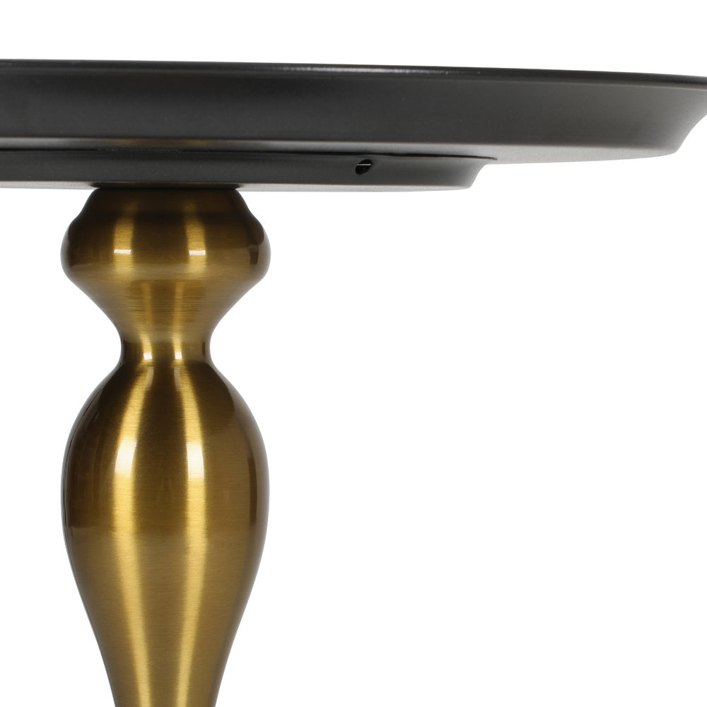 Oikiture Coffee Side Table Round Metal Black