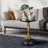 Oikiture Coffee Side Table Round Metal Black