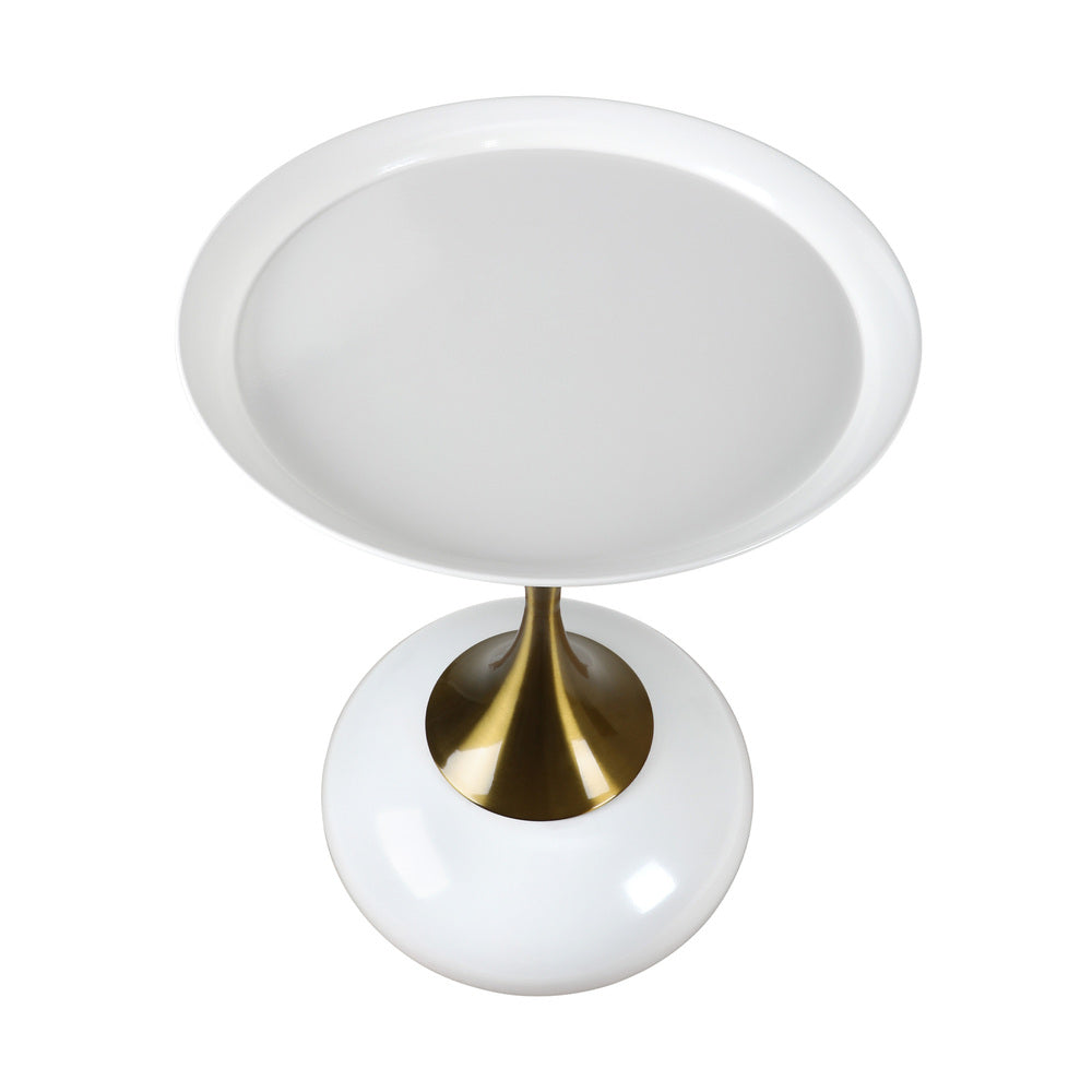 Oikiture Coffee Side Table Round Metal White
