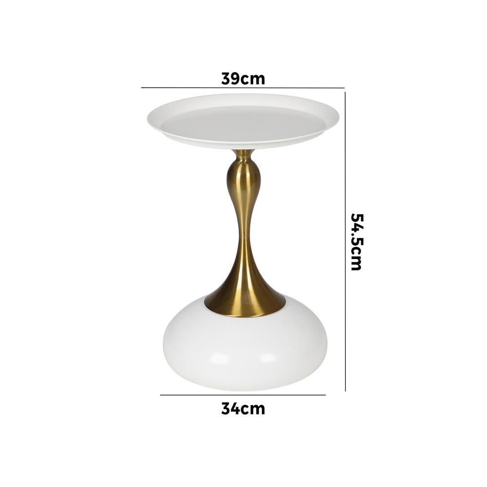 Oikiture Coffee Side Table Round Metal White
