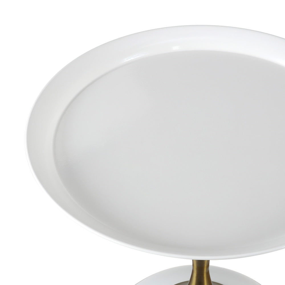 Oikiture Coffee Side Table Round Metal White
