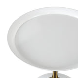 Oikiture Coffee Side Table Round Metal White - Close-Up Angle