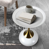 Oikiture Coffee Side Table Round Metal White - Extra Image