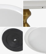 Oikiture Coffee Side Table Round Metal White