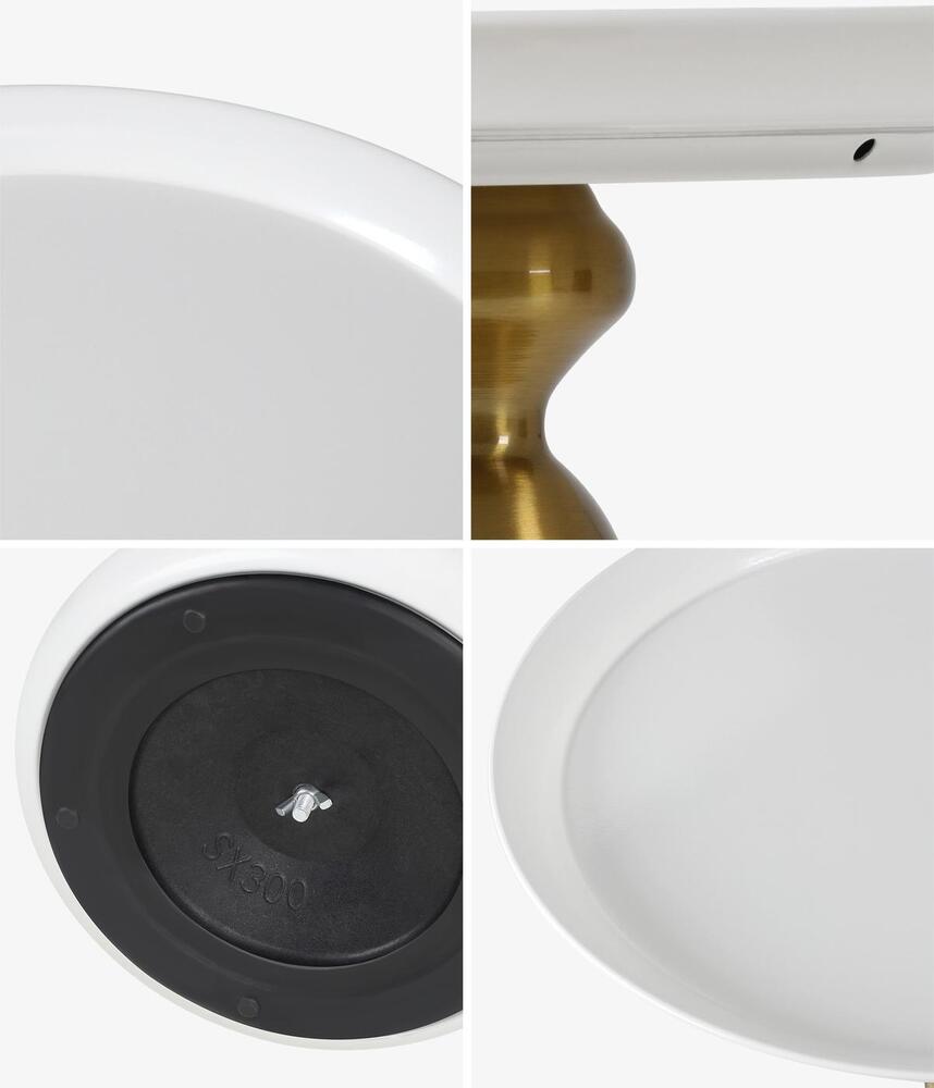 Oikiture Coffee Side Table Round Metal White